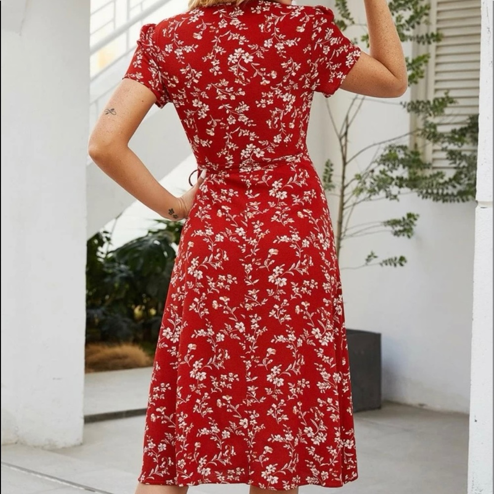 Boho Floral Print Wrap Dress - Picture 6 of 7